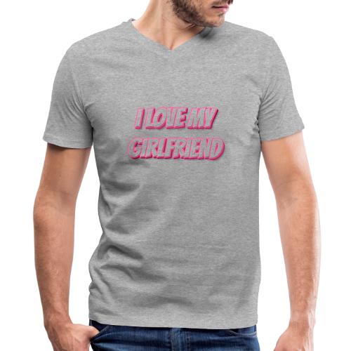 I Love My Girlfriend T-Shirt - Customizable - Men's V-Neck T-Shirt by Canvas
