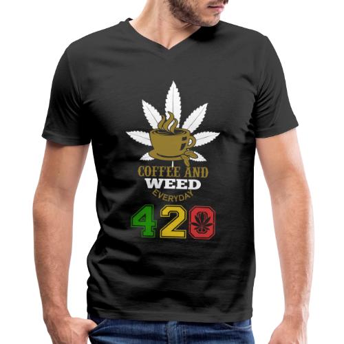2024 420 Coffee & Smoke Weed Marijuana Design - Men's V-Neck T-Shirt by Bella + Canvas