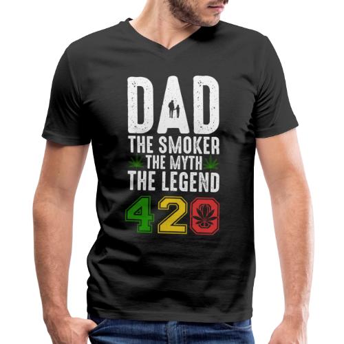 Gleeful Smoking dad The smoker the myth the legend - Men's V-Neck T-Shirt by Bella + Canvas