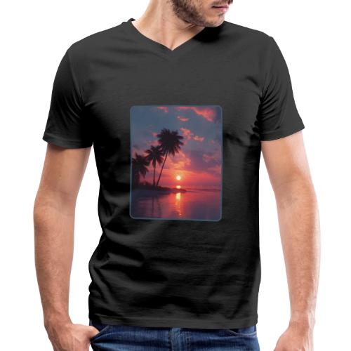 Tropical Sunset Ocean Reflection Design - Men's Premium Organic V-Neck T-Shirt