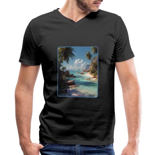 Tropical Island Paradise Ocean Design - Men's Premium Organic V-Neck T-Shirt