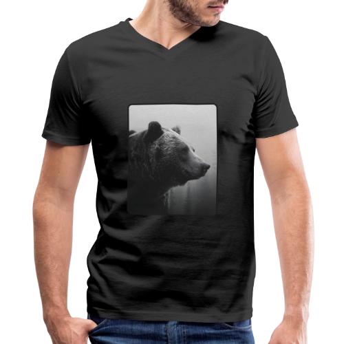 Grizzly Bear Black White Portrait Design - Men's Premium Organic V-Neck T-Shirt