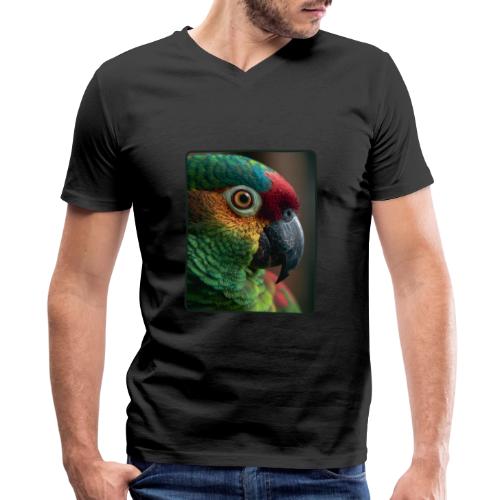 Colorful Parrot Close-Up Design - Men's Premium Organic V-Neck T-Shirt