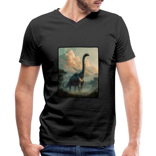 Brachiosaurus Prehistoric Scene Design - Men's Premium Organic V-Neck T-Shirt