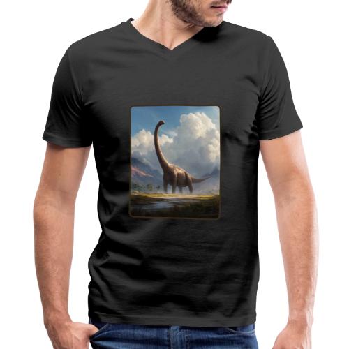 Brachiosaurus Valley Landscape Design - Men's Premium Organic V-Neck T-Shirt