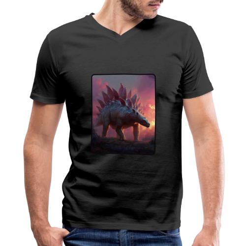 Stegosaurus Sunset Forest Design - Men's Premium Organic V-Neck T-Shirt