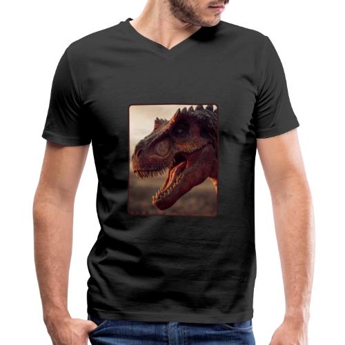 T Rex Roaring Close-Up Design - Men's Premium Organic V-Neck T-Shirt