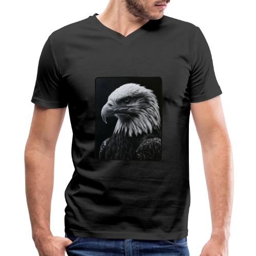 Black White Bald Eagle Design - Men's Premium Organic V-Neck T-Shirt
