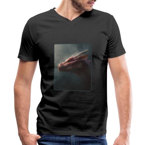 Red Dragon Fog Portrait Design - Men's Premium Organic V-Neck T-Shirt