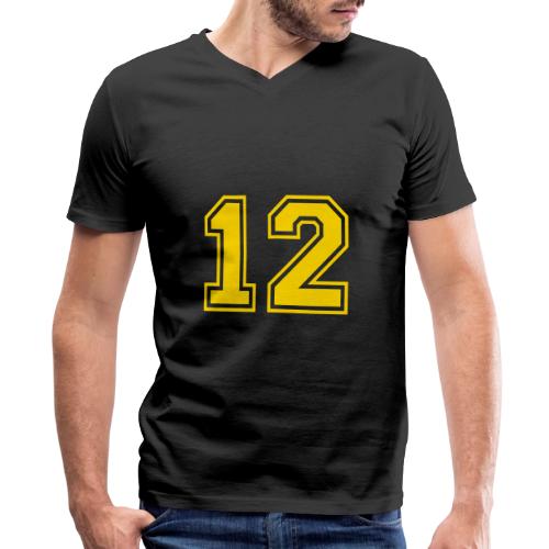 Number 12 in a classic athletic collegiate font - Men's Premium Organic V-Neck T-Shirt