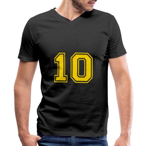 Number 10 in a classic athletic collegiate font - Men's Premium Organic V-Neck T-Shirt