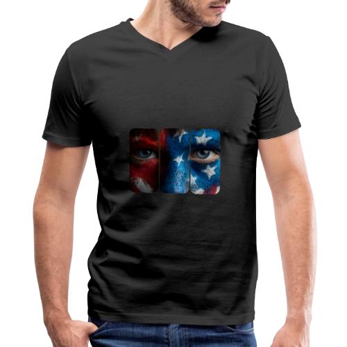 USA: Painted for the Flag - Men's Premium Organic V-Neck T-Shirt