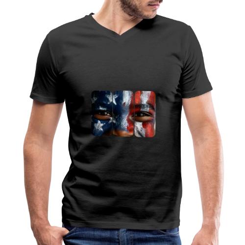 USA: Three Panels of Pride - Men's Premium Organic V-Neck T-Shirt