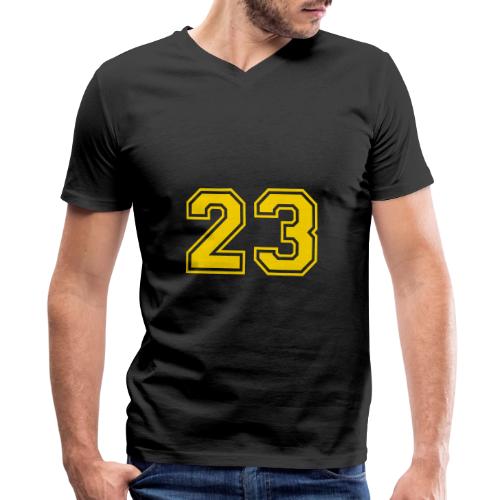 Number 23 in a classic athletic collegiate font - Men's Premium Organic V-Neck T-Shirt