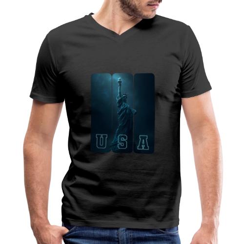 Neon Liberty USA Triptych - Men's Premium Organic V-Neck T-Shirt
