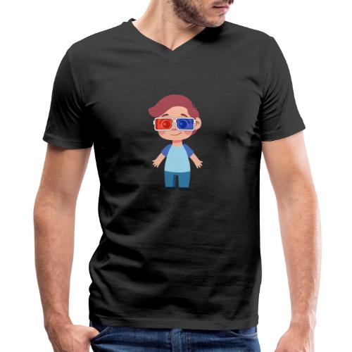 Boy with eye 3D glasses - Men's V-Neck T-Shirt by Canvas