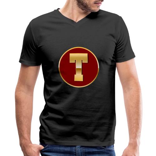 Letter T – Capital Varsity Alphabet Monogram - Men's Premium Organic V-Neck T-Shirt