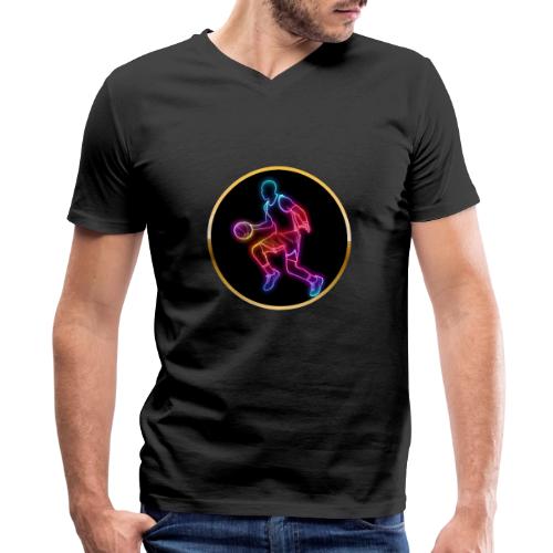 Basketball: Neon Dribble Pulse - Men's Premium Organic V-Neck T-Shirt