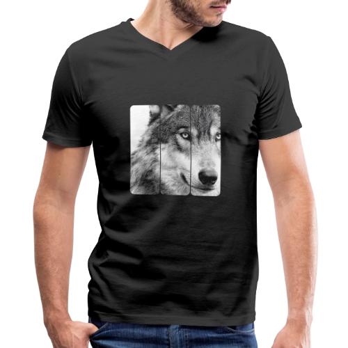 Wolf Face Triptych: Silent Alpha - Men's Premium Organic V-Neck T-Shirt