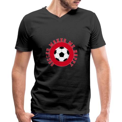 Soccer Makes Me Happy – Football Joy Graphic - Men's Premium Organic V-Neck T-Shirt