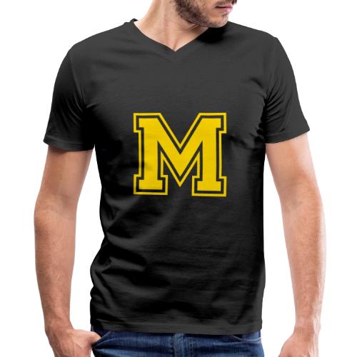 Letter M – Capital Athletic Alphabet Monogram - Men's Premium Organic V-Neck T-Shirt
