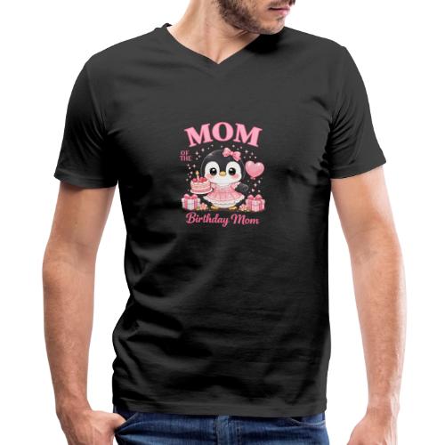 Cute Penguin Birthday Mom Kawaii Cake Balloon Gift - Men's V-Neck T-Shirt by Bella + Canvas