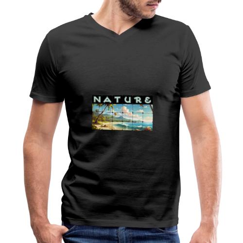 Nature: Sun-Kissed Shore - Men's Premium Organic V-Neck T-Shirt
