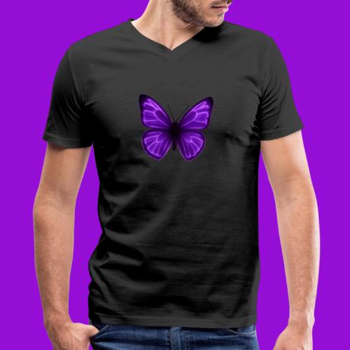 Neon Purple Butterfly - Men's V-Neck T-Shirt by Bella + Canvas