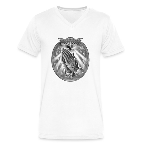 Praying Hands by RollinLow - Men's V-Neck T-Shirt by Canvas