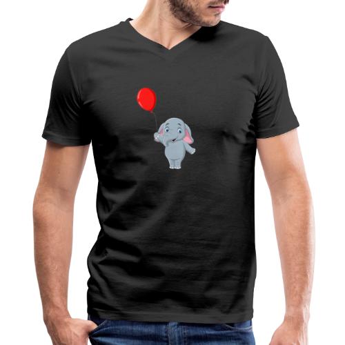 Baby Elephant Holding A Balloon - Men's V-Neck T-Shirt by Canvas