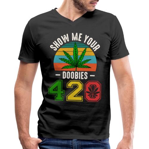 Fun 420 Show Me Herb Weed Marijuana Design - Men's V-Neck T-Shirt by Bella + Canvas