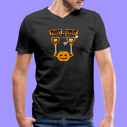 Trust Or Cheat Candies Halloween Spooky Pumpkin - Men's V-Neck T-Shirt by Bella + Canvas