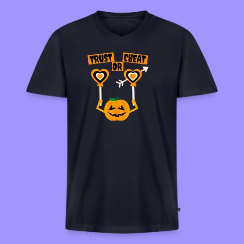 Trust Or Cheat Candies Halloween Spooky Pumpkin - Men's V-Neck T-Shirt by Bella + Canvas