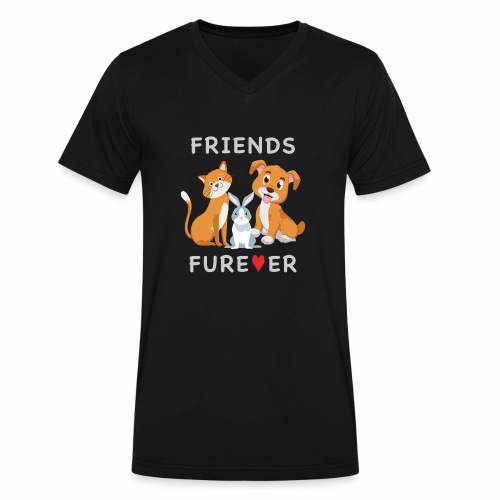 Friends Forever BFF Dog Cat Bunny Rabbit Kids Gift - Men's V-Neck T-Shirt by Canvas