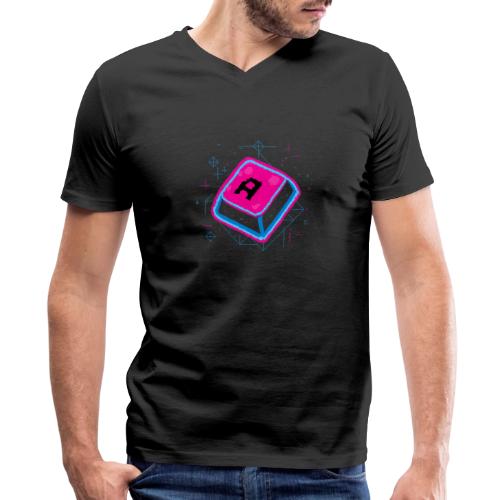 Neon Pixel A Key - Men's Premium Organic V-Neck T-Shirt