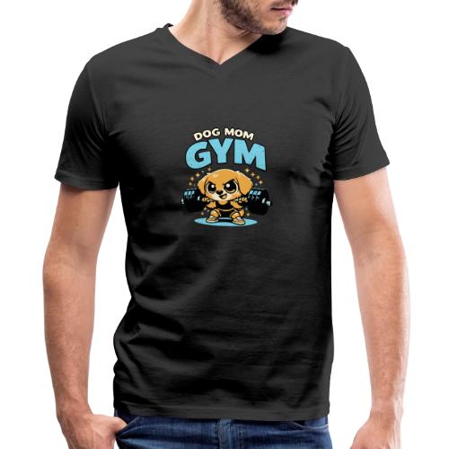 Chibi Dog Gym Workout - Men's V-Neck T-Shirt by Bella + Canvas