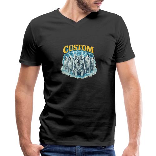 Custom Wolf Pack Howling Moon Vintage Wilderness - Men's V-Neck T-Shirt by Bella + Canvas