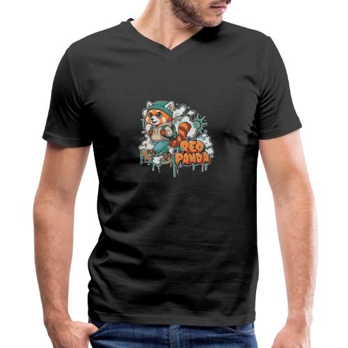 Red Panda Street Graffiti Vibes - Men's Premium Organic V-Neck T-Shirt