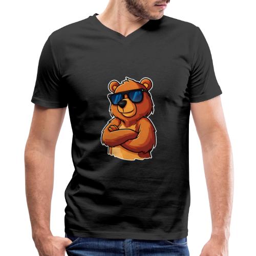 Cool Bear Sunglasses Cartoon Design - Men's Premium Organic V-Neck T-Shirt