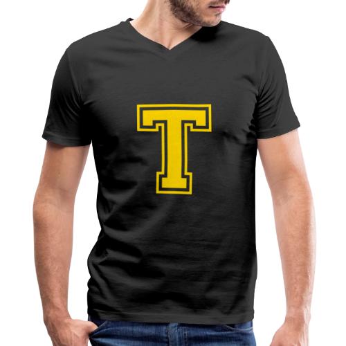 Letter T – Capital Athletic Alphabet Monogram - Men's Premium Organic V-Neck T-Shirt