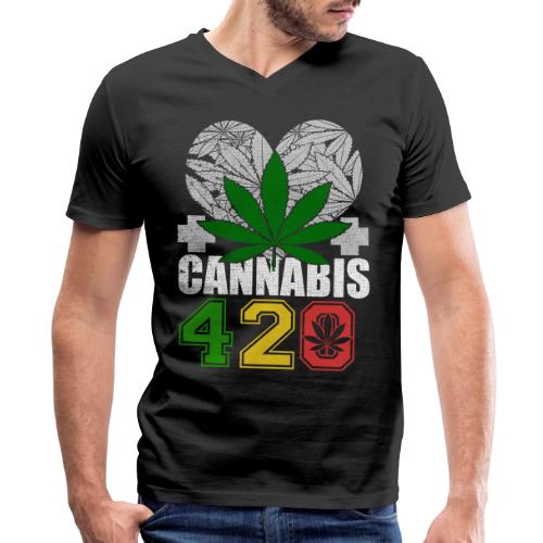 Clever 420 Smoker World Weed Marijuana Design - Men's V-Neck T-Shirt by Bella + Canvas