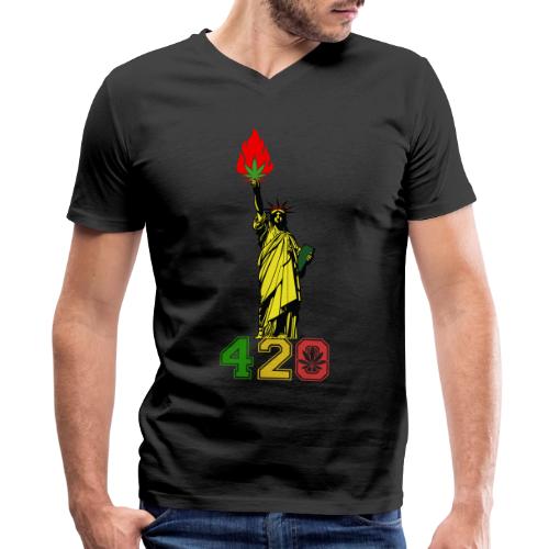 Humoristic 420 Liberty Herb Weed Marijuana Design - Men's V-Neck T-Shirt by Bella + Canvas