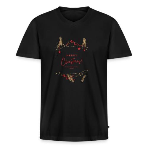 Merry Christmas Typography Design - Men's Premium Organic V-Neck T-Shirt