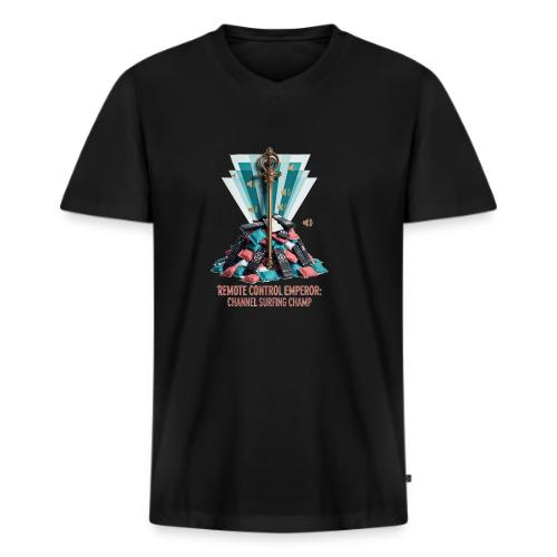 Remote Control Emperor T Shirt - Men's Premium Organic V-Neck T-Shirt