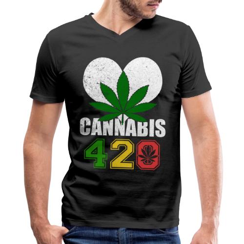 Sidesplitting 420 Love Herb Weed Marijuana Design - Men's V-Neck T-Shirt by Bella + Canvas