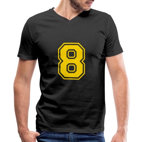 Number 8 in a classic athletic collegiate font - Men's Premium Organic V-Neck T-Shirt