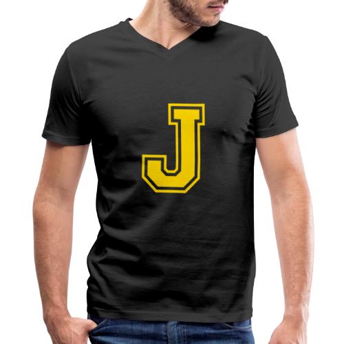Letter J – Capital Athletic Alphabet Monogram - Men's Premium Organic V-Neck T-Shirt
