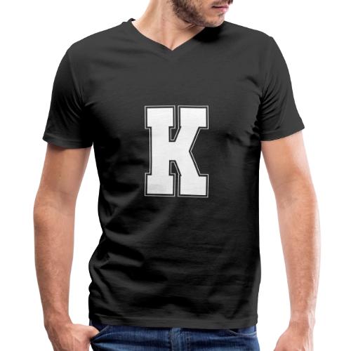 White Letter K – Varsity Alphabet Monogram - Men's Premium Organic V-Neck T-Shirt
