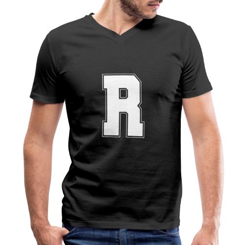 White Letter R – Varsity Alphabet Monogram - Men's Premium Organic V-Neck T-Shirt