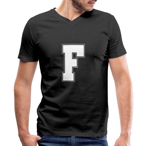 White Letter F – Varsity Alphabet Monogram - Men's Premium Organic V-Neck T-Shirt